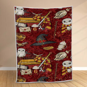 Plaid Hibou et chapeau de sorcière Harry Potter Couverture Polaire Plaid Canapé