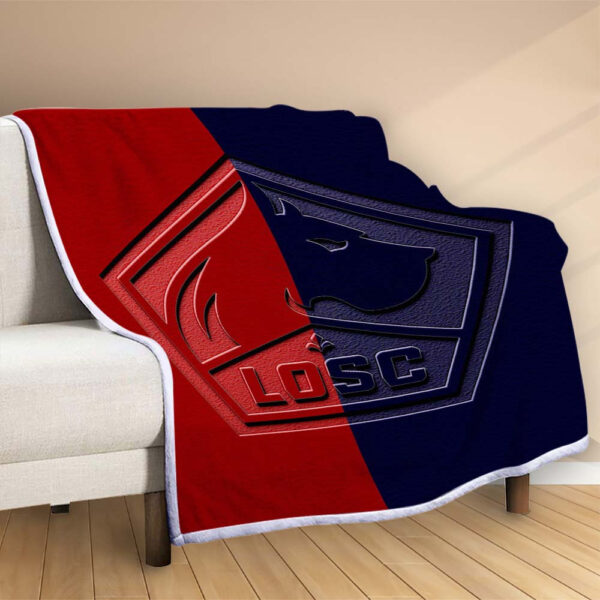 Plaid LOSC Lille OSC FC 3 Couverture Polaire Plaid Canapé – Image 2