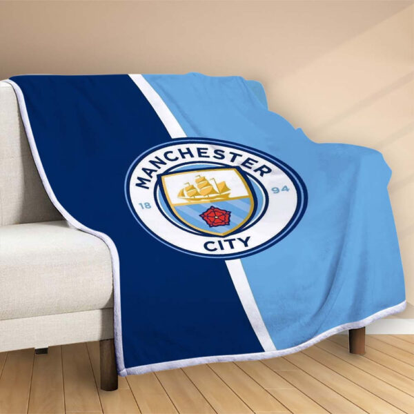 Plaid Manchester City MC FC 2 Couverture Polaire Plaid Canapé – Image 2