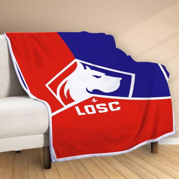 Plaid LOSC Lille OSC FC 4 Couverture Polaire Plaid Canapé – Image 2