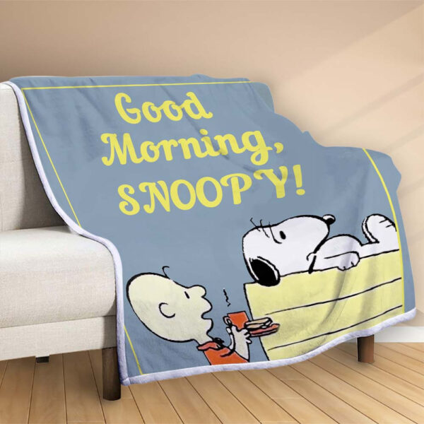 Plaid Bonjour Snoopy Couverture Polaire Plaid Canapé – Image 2