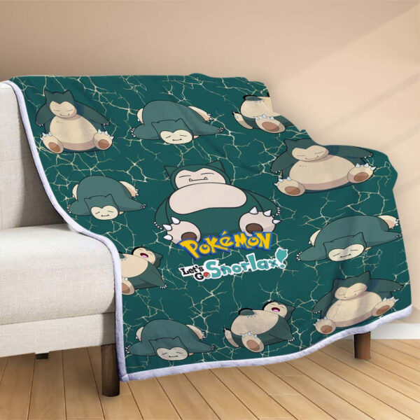 Plaid Allons-y Pokémon Ronflex Couverture Polaire Plaid Canapé – Image 2