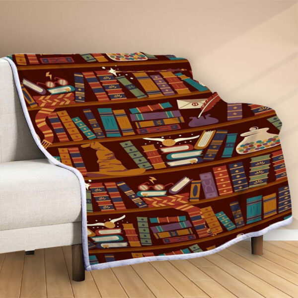 Plaid Bibliothèques Harry Potter Couverture Polaire Plaid Canapé – Image 2