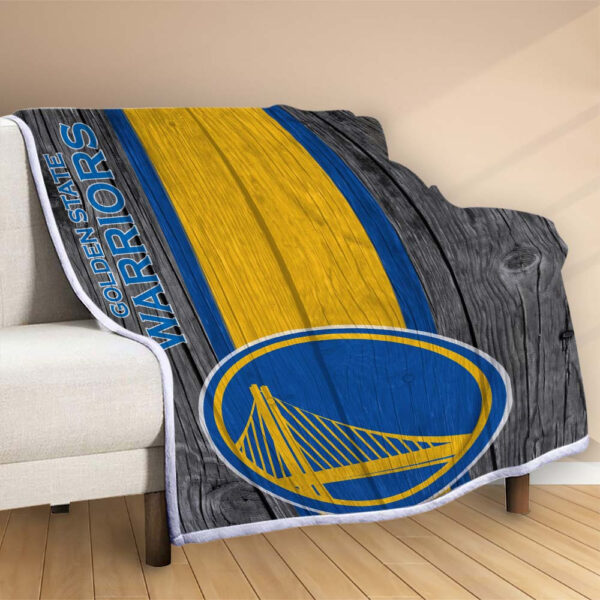 Plaid Équipe de basket-ball Golden State Warriors NBA sur bois Couverture Polaire Plaid Canapé – Image 2