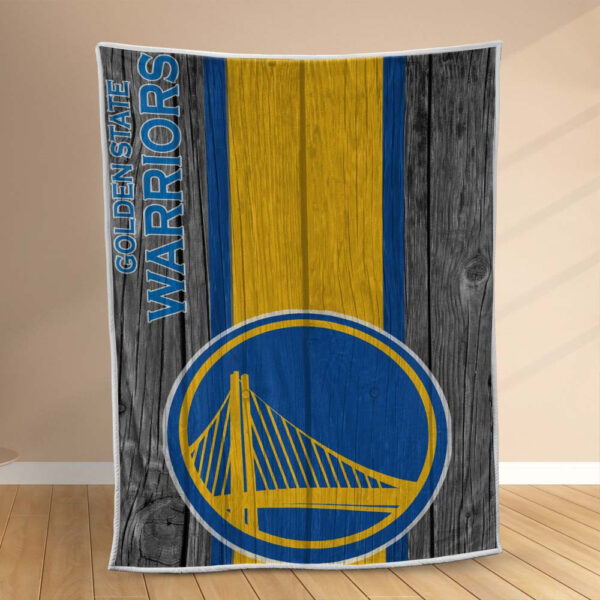 Plaid Équipe de basket-ball Golden State Warriors NBA sur bois Couverture Polaire Plaid Canapé