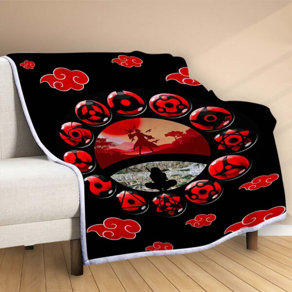 Plaid Itachi Uchiwa Akatsuki 1001 Couverture Polaire Plaid Canapé – Image 2