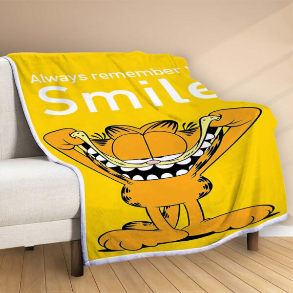 Plaid Garfield n'oublie jamais de sourire Couverture Polaire Plaid Canapé – Image 2