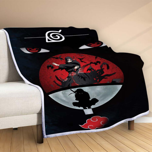 Plaid Itachi Uchiwa Akatsuki 1002 Couverture Polaire Plaid Canapé – Image 2