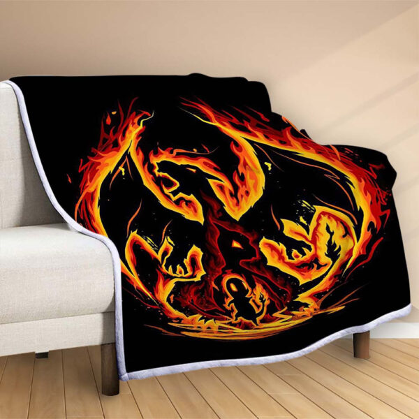 Plaid Pokémon Dracaufeu de Feu Couverture Polaire Plaid Canapé – Image 2