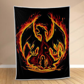 Plaid Pokémon Dracaufeu de Feu Couverture Polaire Plaid Canapé