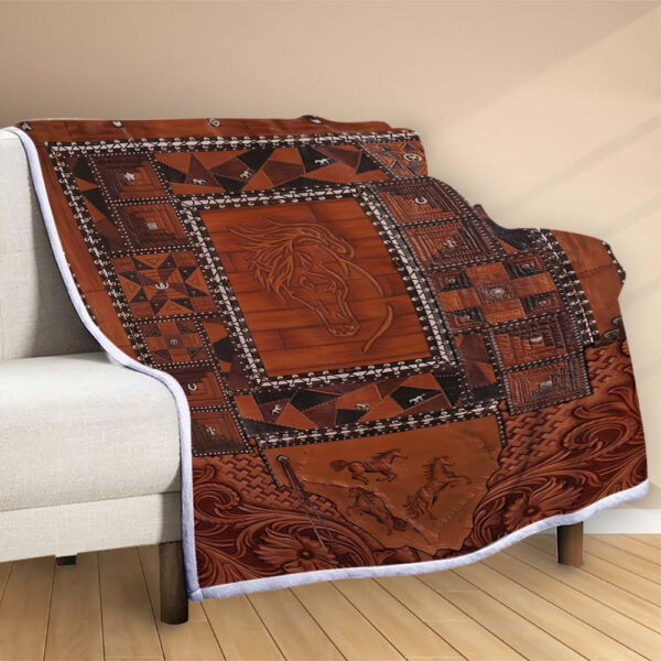 Plaid Motif Animal Cheval Couverture Polaire Plaid Canapé – Image 2