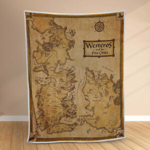 Plaid Game Of Thrones Westeros et la carte des villes libres Couverture Polaire Plaid Canapé
