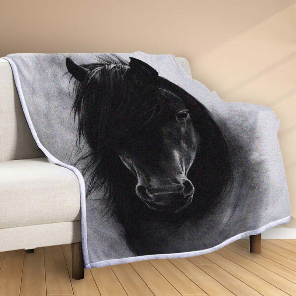 Plaid Cheval monochrome Couverture Polaire Plaid Canapé – Image 2