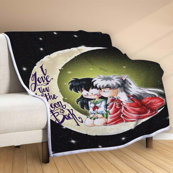 Plaid Inuyasha avec sa petite amie sur la lune Couverture Polaire Plaid Canapé – Image 2