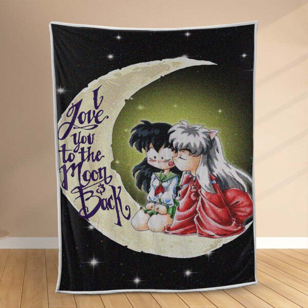 Plaid Inuyasha avec sa petite amie sur la lune Couverture Polaire Plaid Canapé