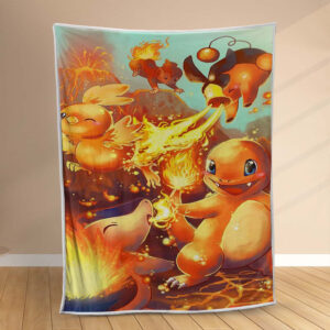 Plaid Feu Pokemon Salamèche Couverture Polaire Plaid Canapé