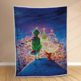 Plaid Grinch avec chien Couverture Polaire Plaid Canapé