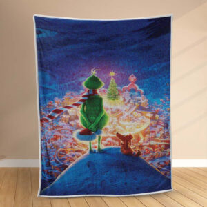 Plaid Grinch avec chien Couverture Polaire Plaid Canapé