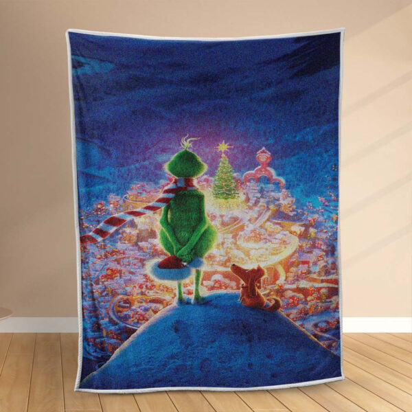 Plaid Grinch avec chien Couverture Polaire Plaid Canapé