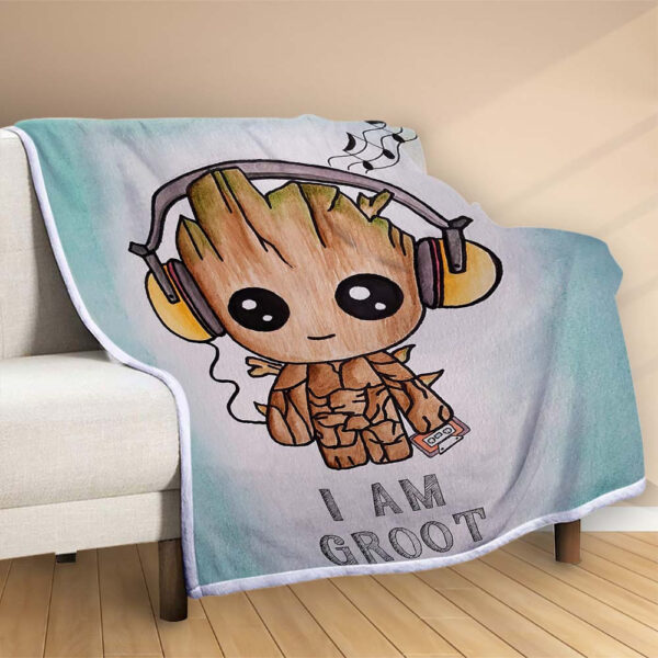 Plaid Groot je suis Groot Couverture Polaire Plaid Canapé – Image 2