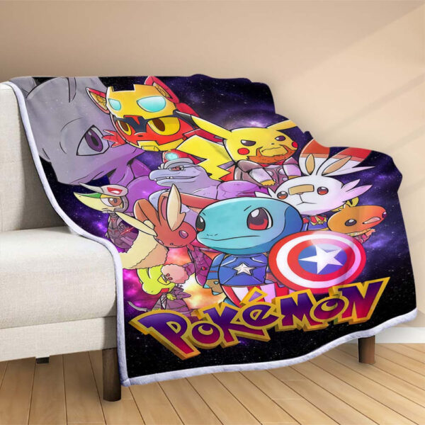 Plaid Personnages Pokémon Marvel Couverture Polaire Plaid Canapé – Image 2