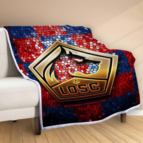 Plaid LOSC Lille OSC FC 1 Couverture Polaire Plaid Canapé – Image 2