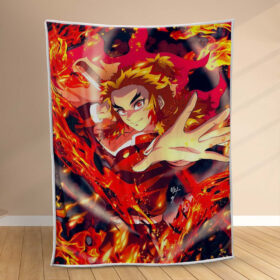 Plaid Rengoku Demon Slayer Kimetsu no Yaiba Couverture Polaire Plaid Canapé