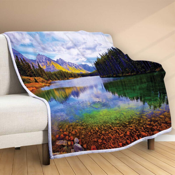 Plaid Lac Naturel Couverture Polaire Plaid Canapé – Image 2