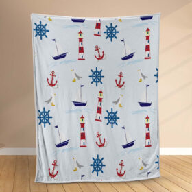 Plaid Idées de décoration de chambre de motif nautique pour enfants Couverture Polaire Plaid Canapé