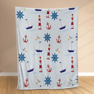Plaid Idées de décoration de chambre de motif nautique pour enfants Couverture Polaire Plaid Canapé