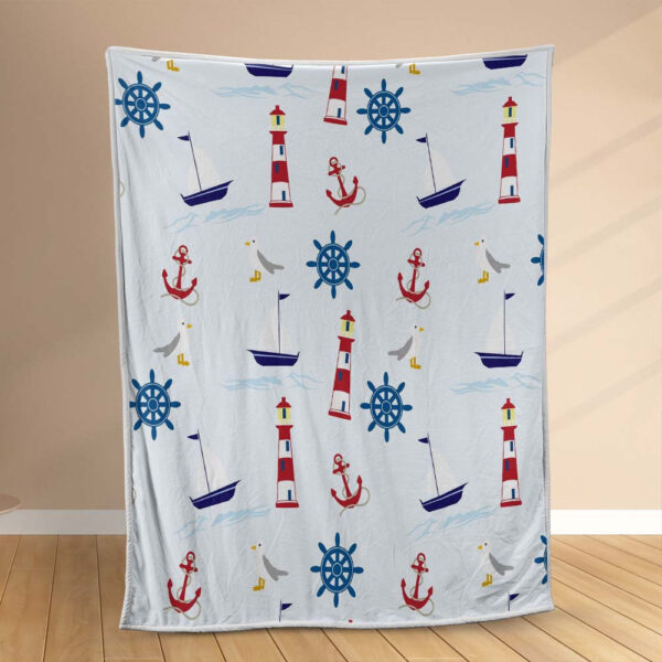 Plaid Idées de décoration de chambre de motif nautique pour enfants Couverture Polaire Plaid Canapé