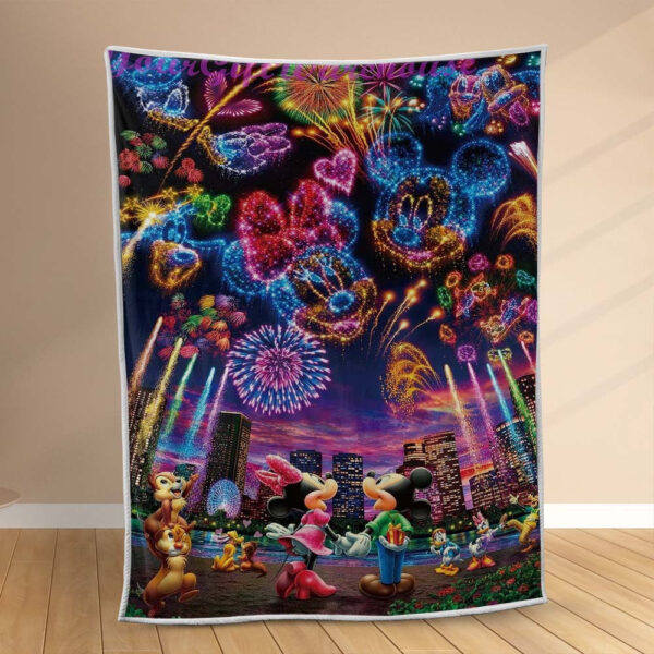 Plaid Feu d'artifice Mickey et Minnie Disney Couverture Polaire Plaid Canapé
