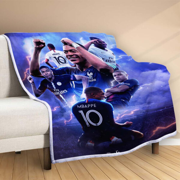 Plaid Mbappe PSG 1 Couverture Polaire Plaid Canapé – Image 2