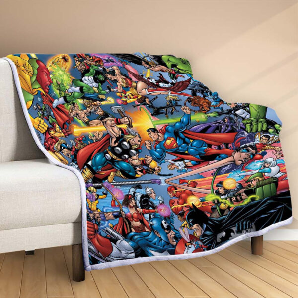 Plaid Bataille finale entre Marvel et DC Couverture Polaire Plaid Canapé – Image 2