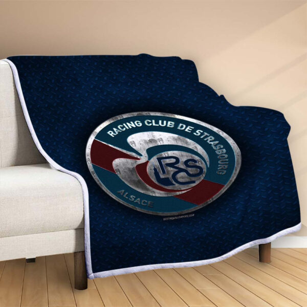 Plaid RC Strasbourg Alsace 3 Couverture Polaire Plaid Canapé – Image 2