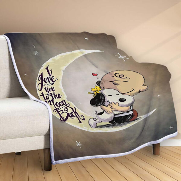 Plaid Snoopy je t'aime jusqu'à la lune et retour Couverture Polaire Plaid Canapé – Image 2