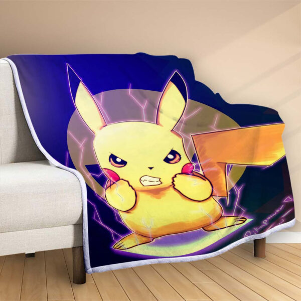 Plaid Pikachu en colère 1001 Couverture Polaire Plaid Canapé – Image 2