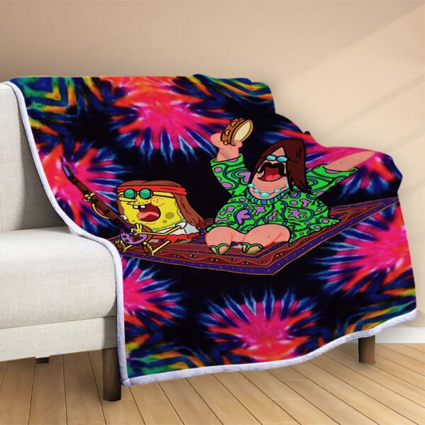 Plaid Bob l'éponge et Patrick Hippie Couverture Polaire Plaid Canapé – Image 2