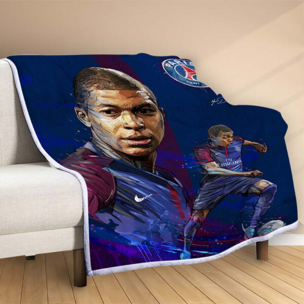 Plaid Mbappe PSG 4 Couverture Polaire Plaid Canapé – Image 2