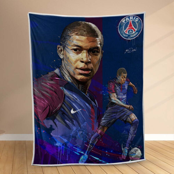 Plaid Mbappe PSG 4 Couverture Polaire Plaid Canapé