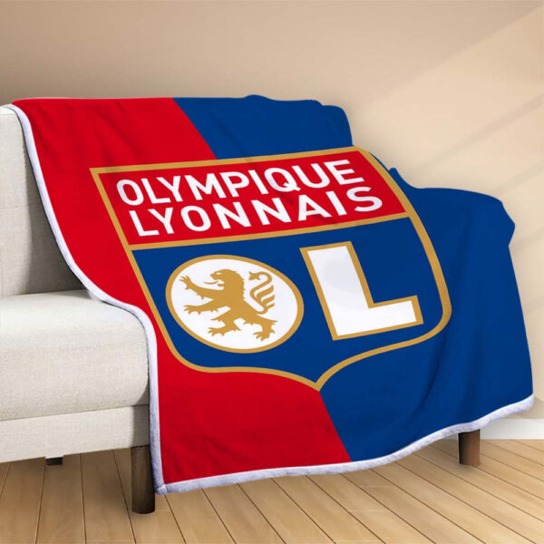 Plaid OL Olympique Lyonnais FC 1 Couverture Polaire Plaid Canapé – Image 2
