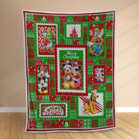 Plaid Joyeux Noël avec Mickey Couverture Polaire Plaid Canapé