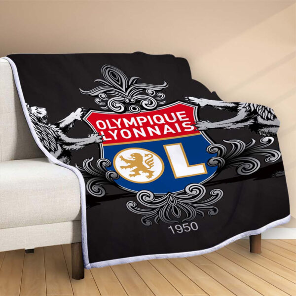 Plaid OL Olympique Lyonnais FC 6 Couverture Polaire Plaid Canapé – Image 2