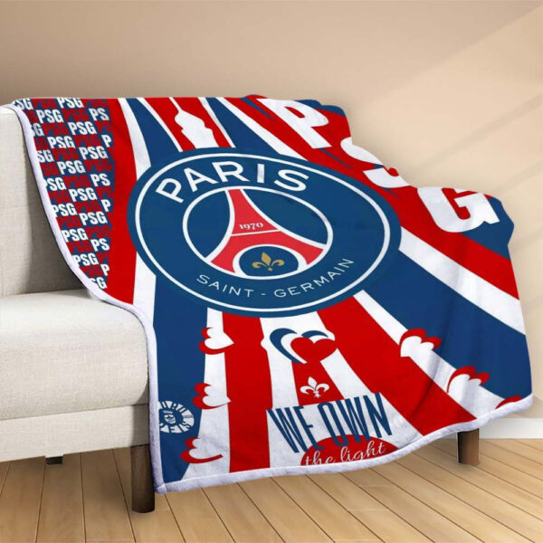 Plaid PSG FC Paris Saint Germain Football Club 9 Couverture Polaire Plaid Canapé – Image 2