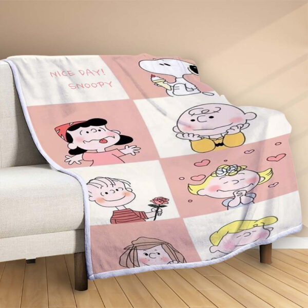 Plaid Snoopy tous les personnages Couverture Polaire Plaid Canapé – Image 2