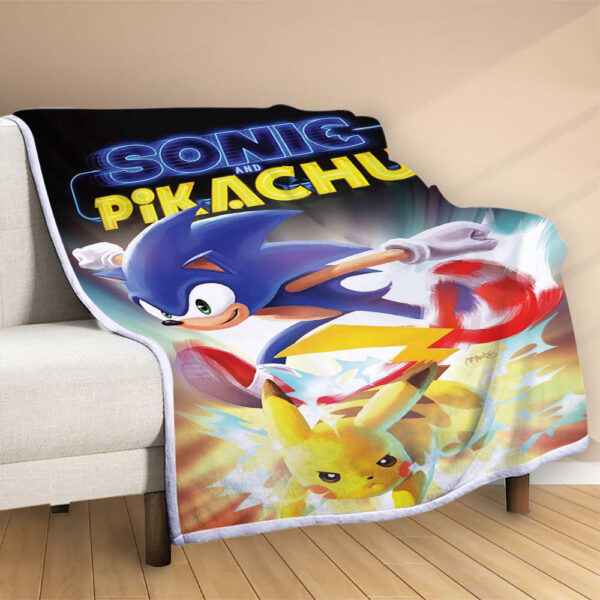 Plaid Sonic Pikachu 1001 Couverture Polaire Plaid Canapé – Image 2