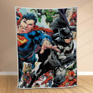 Plaid Superman et Batman avec un autre personnage Couverture Polaire Plaid Canapé