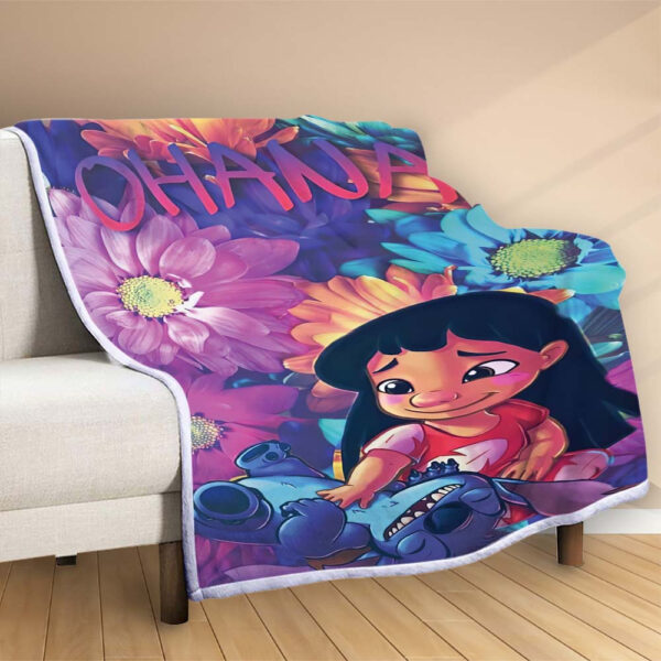 Plaid Ohana et Stitch Disney 1001 Couverture Polaire Plaid Canapé – Image 2
