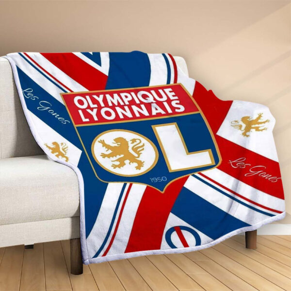 Plaid OL Olympique Lyonnais FC 5 Couverture Polaire Plaid Canapé – Image 2