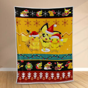 Plaid Pikachu Pokémon Joyeux Noël Couverture Polaire Plaid Canapé